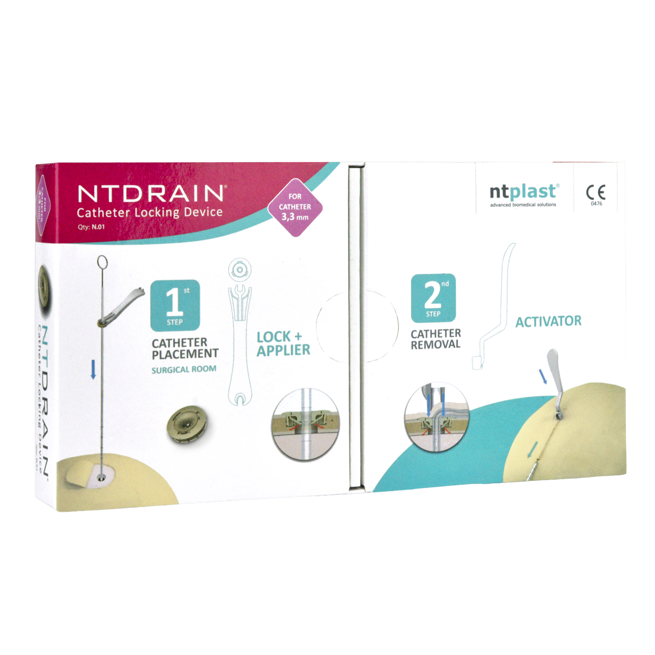 NTDRAIN Catheter Locking Device packaging and kit